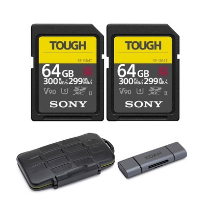 Sony 64gb Sf-m Series High Speed Tough Sd Card (2-pack) & Koah