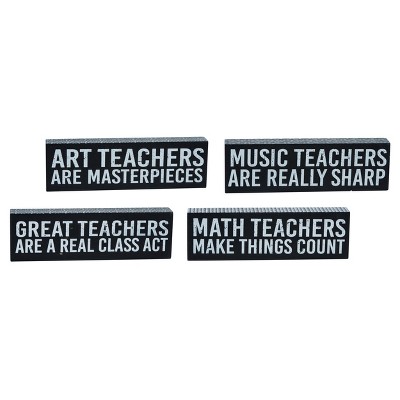 Transpac MDF Great Teacher Block Decor Set of 4 Spring Home Decorations