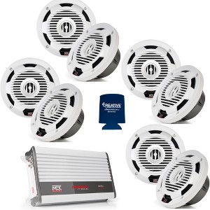 MTX 4 Pairs of WET65-W Wet Series 6.5" Coax Speaker - White, and MTX WET75.4 100W x 4 @ 2Ω Marine Amplifier - 1 of 4