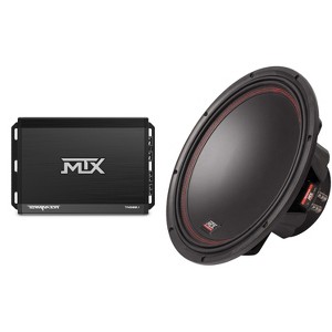 MTX TERMINATOR 500-Watt RMS 2Ω Mono Block Class D Amplifier and MTX Audio 5512-44 55-Series 12" 400W RMS Dual 4-Ohm Subwoofer - 1 of 4