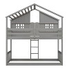 PAGED Twin over Twin House Loft and Bunk Bed with Roof, Window, Window Box, with Safety Guardrails and Ladder, Grey - 4 of 4