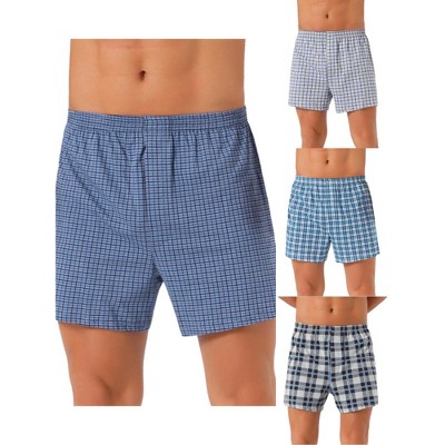 INSPIRE CHIC Men's 4 Pack Elastic Waistband Plaid Printing Boxer Shorts
