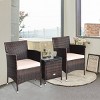 Costway Outdoor 3 PCS PE Rattan Wicker Furniture Sets Chairs  Coffee Table Garden - 4 of 4