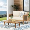 Christopher Knight Home 2pc Burchett Acacia Wood and Rattan Outdoor Loveseat and Coffee Table Set with Cushions - 2 of 4