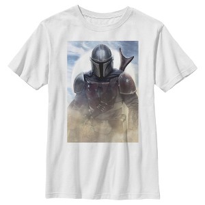 Boy's Star Wars The Mandalorian Bounty Hunter Dusty Portrait T-Shirt - 1 of 4
