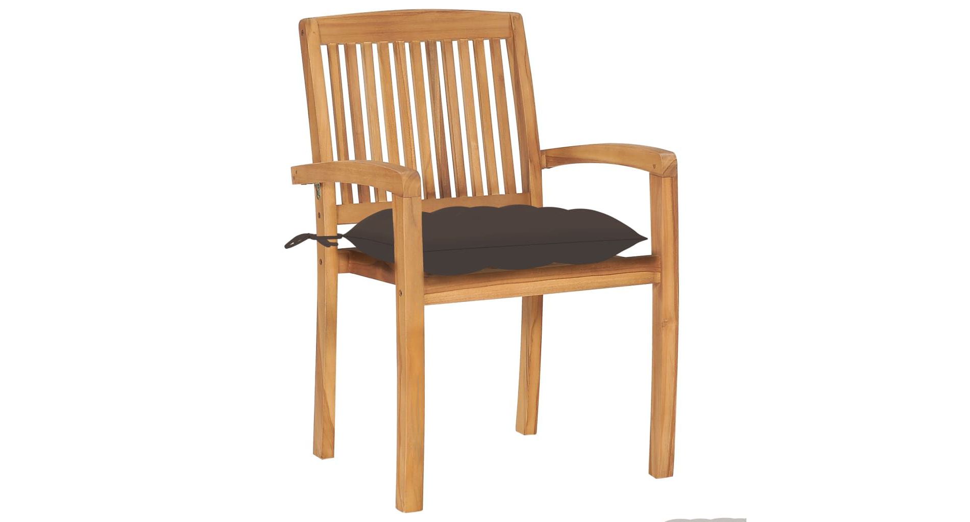 vidaXL 2x Solid Wood Teak Patio Chairs with Cushions Seat - Taupe