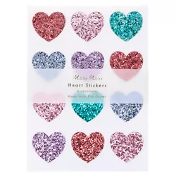 Meri Meri Rainbow Glitter Heart Stickers (Pack of 8)
