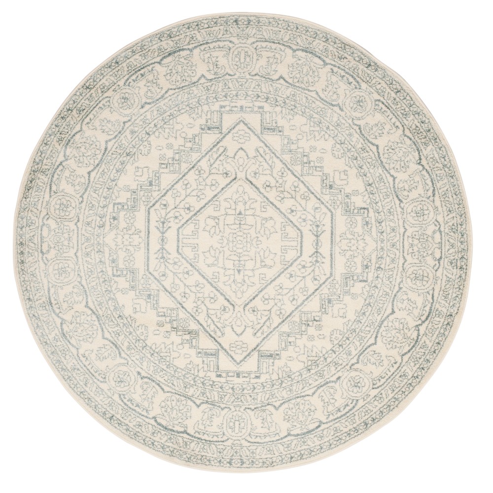 6' Round Medallion Loomed Area Rug Ivory/Slate - Safavieh