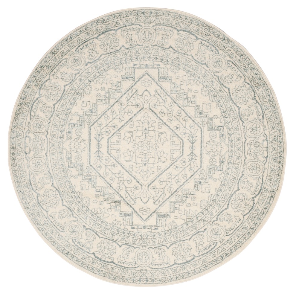 Ivory/Slate (Ivory/Grey) Medallion Loomed Round Area Rug 6' - Safavieh