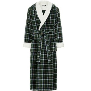 ADR Men's Robe, Warm Plush Hooded Bathrobe Man, Full Length Fleece Robe Man with Hood - 1 of 4