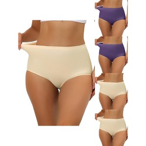 Allegra K Women's Elastic High-Waisted Unlined Breathable 5 Packs Hipster Underwear - 1 of 4