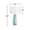 Possini Euro Design Jaime Modern Table Lamps 26" High Set of 2 Blue Gray Art Glass White Fabric Drum Shade for Bedroom Living Room Bedside Nightstand - 4 of 4