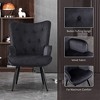 Furniliving Modern Accent Chair, Velvet Tufted Button Wingback Chair with Arms for Home Office/Living Room/Bedroom - 3 of 4