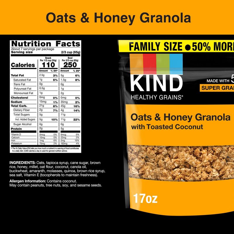 KIND Oats & Honey Clusters Granola - 17oz, 4 of 12