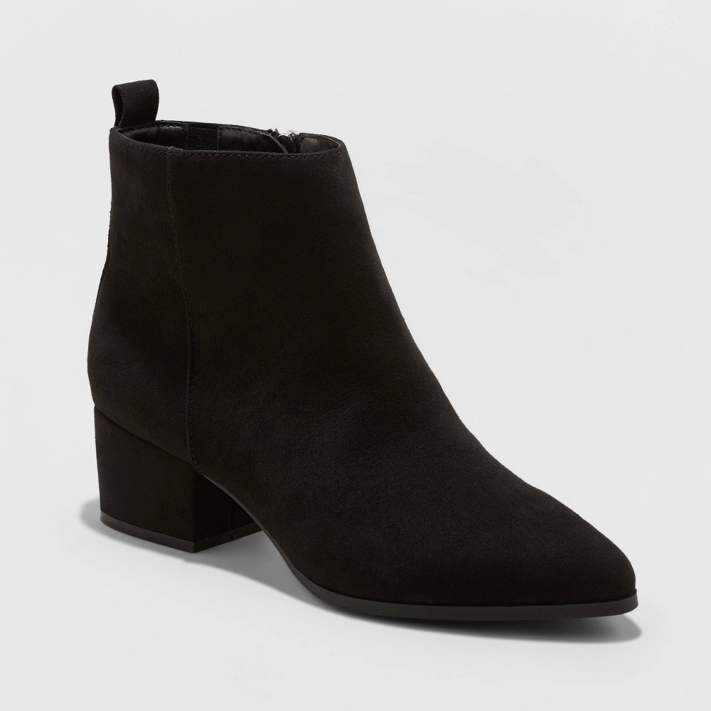 Women's Valerie Wide Width Microsuede City Ankle Bootie - A New Day Black 7W, Size: 7 Wide was $34.99 now $22.74 (35.0% off)