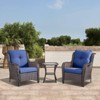 POCASSY 3 Piece Patio Furniture Set, All Weather Wicker Accent Lounge Club Patio Chairs with Side Table for Porch Balcony - 2 of 4
