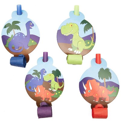 Blue Panda 48 Packs Musical Blow Outs, Dinosaur Theme Blowers Noisemakers Noise Makers Whistles Party Favors