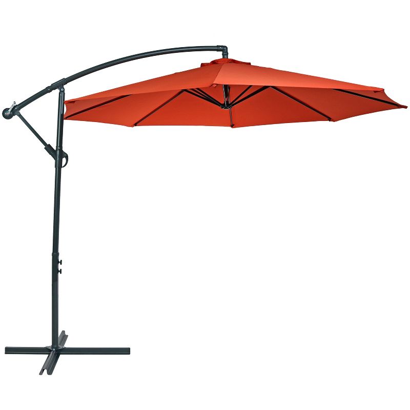 Sunnydaze Outdoor Steel Offset Cantilever Pool Patio Umbrella with Crank and Cross Base - 10', 1 of 17