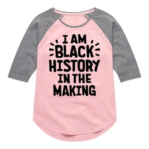 Girls' - Instant Message - Black Histroy In The Making Shirt Tail Raglan Graphic T-shirt - 1 of 4