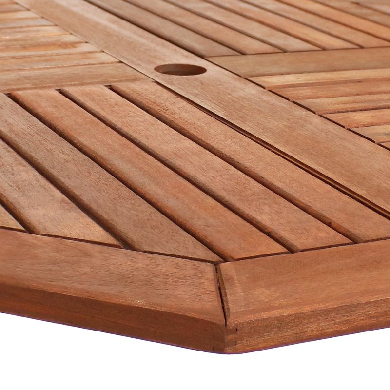 Sunnydaze Outdoor Meranti Wood Folding Octagon Patio Dining Table - 35" - Brown, 5 of 10