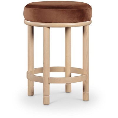 Meridian Furniture,Monette Cognac Velvet Counter Stool