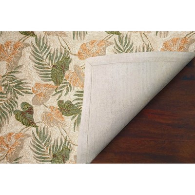 Tropical Leaf Beige and Green Hand-Tufted Indoor/Outdoor Rug