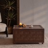 KWPZQEB 31.5" Square Coffee Table, Farmhouse Center Table with Hidden Storage, Classic Tea Table, Wood Cocktail Table for Living Room, Apartment,Brown - 2 of 4