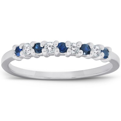 Pompeii3 1/4ct Blue Sapphire & Diamond Wedding Ring 10k White Gold ...