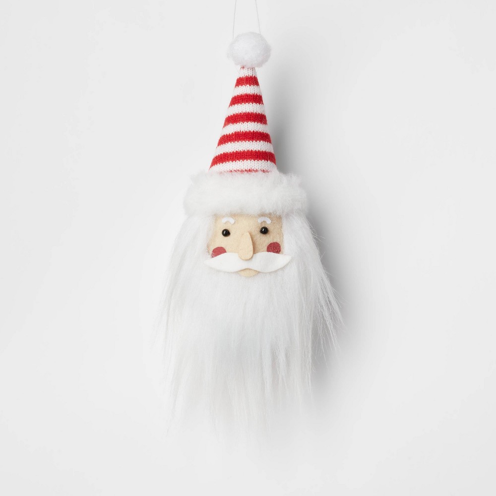 Fabric Santa Wearing Striped Hat Christmas Tree Ornament - Wondershop™: Indoor Use