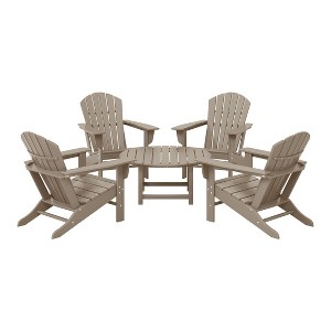 WestinTrends Dylan 5-Piece Outdoor Patio HDPE Adirondack Chair With Round Coffee Table Conversation Set - 1 of 4