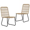 vidaXL Patio Chairs 2 Pcs Modern Dining Chair for Outdoor Balcony Poly Rattan - Oak - 2 of 4