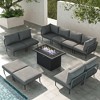 LayinSun 11 Pieces Rope Woven Patio Furniture Set, Modern Modular Sectional Sofa with Fire Pit Table and Upgrade Thickness Cushion - 2 of 4