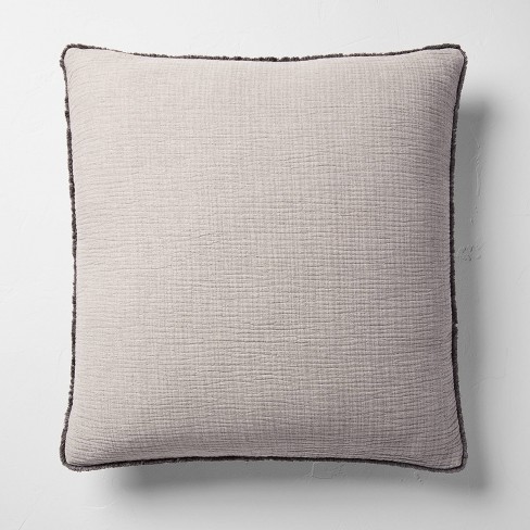 Euro 26''x26'' Textured Chambray Cotton Decorative Throw Pillow Warm Brown  - Casaluna™ : Target