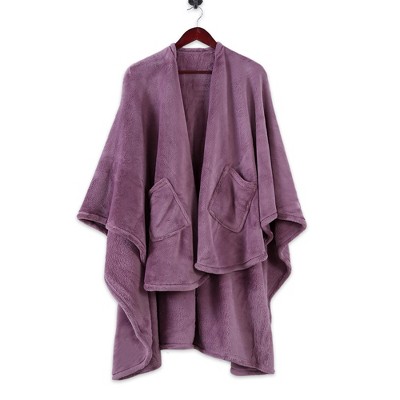 58"x64" Plush Wrap Wearable Blanket Purple - Better Living