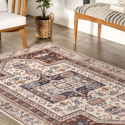 Eco-Chic Rust 4' x 6' Synthetic Non-Slip Washable Area Rug