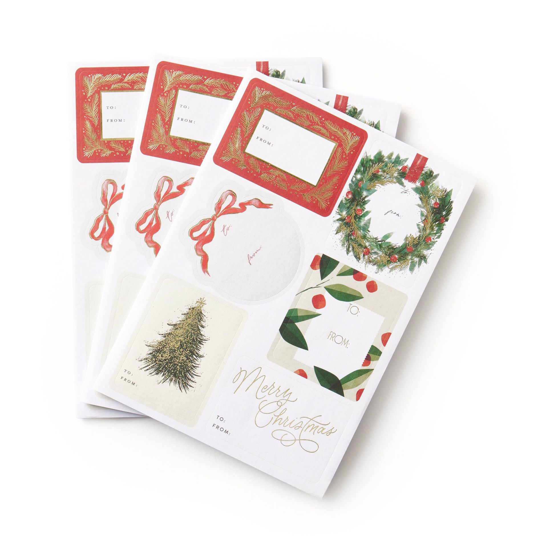 Minted 84ct Foil Festive Holiday Gift Stickers Red/Green/White