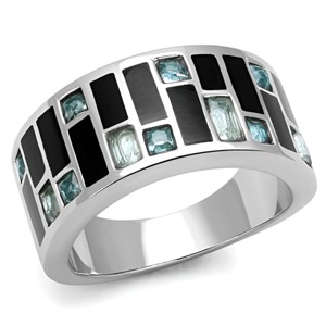 Slickblue Sea Blue Synthetic Glass Ring, High Polished Stainless Steel, Women’s Jewelry, Size 5–8 - 1 of 4