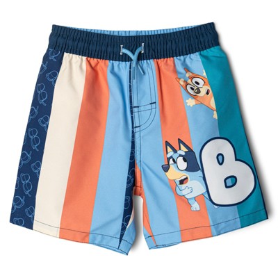 Bluey Little Boys Raglan Rash Guard and Swim Trunks UPF 50+ Outfit Set Sky Blue / Navy / Orange 5-6 — фото 4