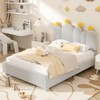 Docred Boucle bed frame Child Wood Upholstered Bed Frame with Adjustable Headboard Standard Crib Size Toddler Fabric Modern Platform Bed - 2 of 4