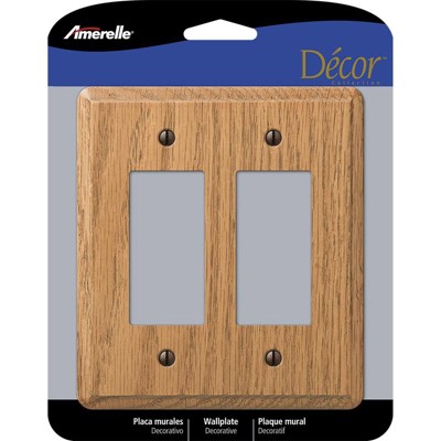 Amerelle Contemporary Aged Bronze Brown 2 gang Wood Rocker Wall Plate 1 pk