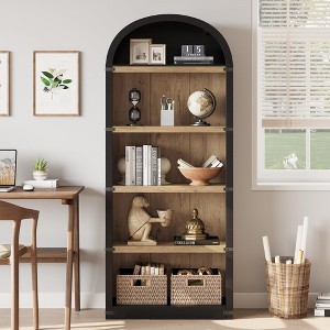 5-Tier White Arched Bookshelf, 72" Tall Arched Bookcase, Floor Standing Open Display Shelving Unit for Living Room, Bedroom, Home Office - 1 of 4