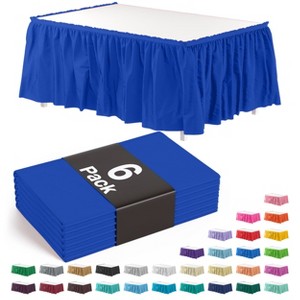 Crown Display 6 pack Disposable Plastic Tableskirts - 29" x 14 Ft ruffled Table Skirt with Adhesive Strip - 6 Count - 1 of 4