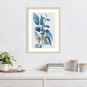 Amanti Art Blue Golden Leaves I by Andrea Haase Wood Framed Wall Art Print - 1 of 4