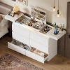 PAKASEPT White Dresser with Mirror for Bedroom, Modern 6 Drawers Dresser with Charging Station & LED Lights, Chest of Drawers with Sliding Desktop - 3 of 4