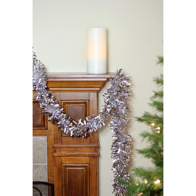 Northlight 50' x 4" Unlit Shiny Silver Wide Cut Tinsel Christmas Garland, 4 of 5