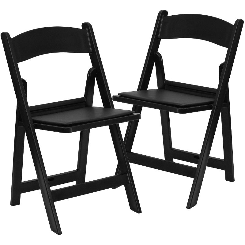 Emma and Oliver 2 Pack Wedding Party Event Resin Folding Chair with Vinyl Padded Seat, 1 of 12