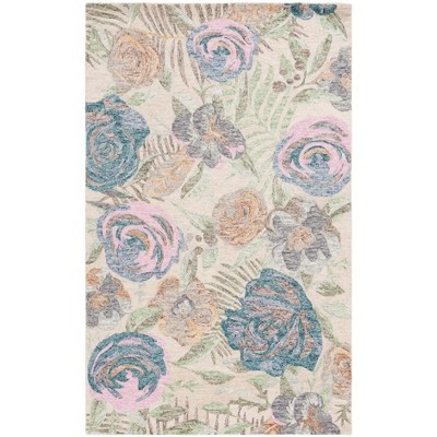 Blossom BLM553 Handmade Tufted Area Rug - Green/Pink - 8' X 10' - Safavieh