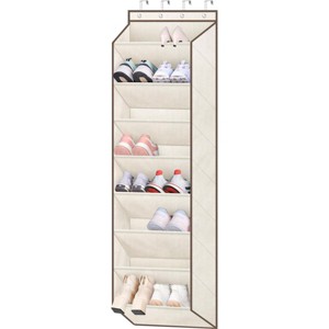 Space-Saving Over-The-Door Organizer with Deep Pockets - Narrow Profile Hanging Rack Stores Boots & Shoes in Minimal Closet Space - 1 of 4