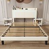 Vlsrka Queen Bed Frame with LED lights and charging station, upholstered storage headboard with nightstand, no box spring, quiet, easy assembly. - 4 of 4