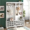 60" Hall Tree Modern Hallway Coat Rack, Hallway Coat Rack with Metal Black Hooks, Ample Storage Space and 24 Shoe Cubbies for Entryway Bench Bedroom - 3 of 4